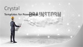  Presentation with social engineer - PPT theme with engineer-working-on-a-social background and a light gray colored foreground