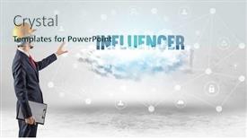  Presentation with social engineer - PPT theme having engineer-working-on-a-social background and a sky blue colored foreground