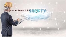  Presentation with social engineer - Presentation theme having engineer-working-on-a-social background and a sky blue colored foreground