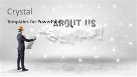  Presentation with social engineer - Presentation theme having engineer-working-on-a-social background and a light gray colored foreground