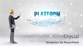  Presentation with social engineer - Presentation theme having engineer-working-on-a-social background and a light gray colored foreground