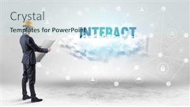  Presentation with social engineer - Presentation design enhanced with engineer-working-on-a-social background and a cool aqua colored foreground