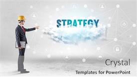  Presentation with social engineer - Presentation design consisting of engineer-working-on-a-social background and a light gray colored foreground