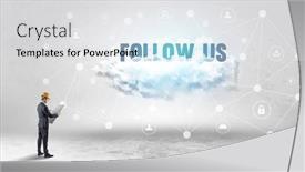  Presentation with social engineer - Theme having engineer-working-on-a-social background and a light gray colored foreground