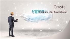  Presentation with social engineer - PPT theme with engineer-working-on-a-social background and a sky blue colored foreground