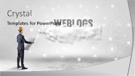  Presentation with social engineer - Presentation theme having engineer-working-on-a-social background and a light gray colored foreground