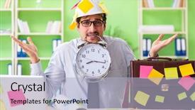  Presentation with project - Beautiful slide deck featuring engineer working on new project backdrop and a  colored foreground