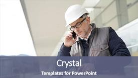  Presentation with engineering desk of civil engineer - Presentation theme enhanced with engineer working on outdoor project background and a ocean colored foreground