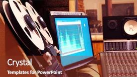  Presentation with recording studio - Slides enhanced with engineer workplace in recording studio background and a tawny brown colored foreground