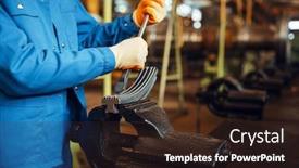  Presentation with turbine - Presentation theme featuring engineer-works-with-turbine-detail background and a wine colored foreground