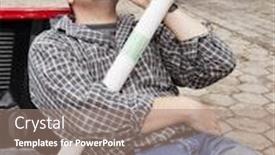  Presentation with engineering engineer or safety officer - PPT theme enhanced with engineer background and a coral colored foreground