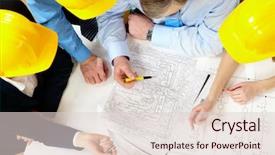  Presentation with engineering design - Colorful slide deck enhanced with engineering - above view of four architects backdrop and a lemonade colored foreground