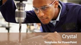  Presentation with milling machine - PPT theme consisting of engineering - apprentice engineer using milling machine background and a coral colored foreground