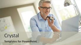  Presentation with architect - Beautiful PPT theme featuring engineering - architect in office talking backdrop and a light gray colored foreground