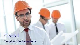  Presentation with engineering engineer or safety officer - Cool new presentation with engineering - close up engineer builder backdrop and a sky blue colored foreground