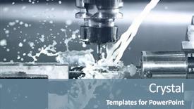  Presentation with cnc machine - Cool new PPT theme with engineering - close up of cnc machine backdrop and a seafoam green colored foreground