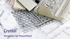  Presentation with architectural drawings - Theme with color samples of architectural materials background and a sky blue colored foreground