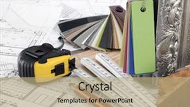  Presentation with architectural drawings - PPT theme with color samples of architectural materials background and a coral colored foreground