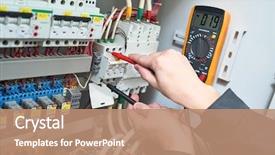  Presentation with engineering - Slide deck featuring engineering - electrician measurements with multimeter tester background and a coral colored foreground