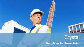  Presentation with construction site construction - Presentation design having engineering - engineer builder at construction site background and a teal colored foreground