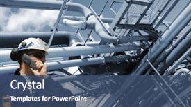  Presentation with refinery - Beautiful slides featuring engineering - engineer in hard-hat with large backdrop and a ocean colored foreground