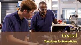  Presentation with apprentice - Slides with engineering - engineer showing teenage apprentice how background and a tawny brown colored foreground