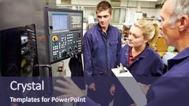  Presentation with teaching - PPT layouts consisting of engineering - engineer teaching apprentices to use background and a tawny brown colored foreground