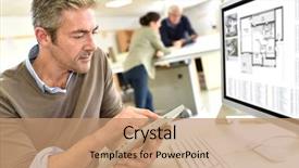  Presentation with engineering design - Cool new PPT layouts with engineering - engineer working in design office backdrop and a coral colored foreground