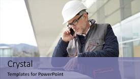  Presentation with engineering engineer or safety officer - Slides consisting of engineering - engineer working on outdoor project background and a seafoam green colored foreground