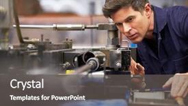  Presentation with engineering - Slide set featuring engineering - factory engineer operating hydraulic tube background and a dark gray colored foreground