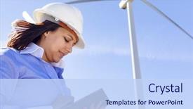  Presentation with engineering - Audience pleasing presentation theme consisting of engineering - female engineer working backdrop and a sky blue colored foreground