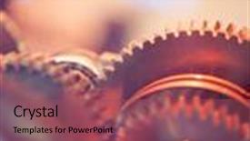  Presentation with mechanical gear - Presentation theme featuring mechanical - gear wheels close-up background and a violet colored foreground