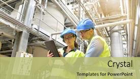  Presentation with recycling - PPT theme with engineering - industrial engineers working in recycling background and a yellow colored foreground