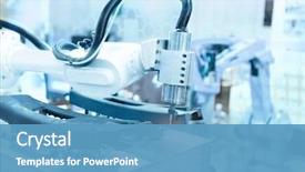  Presentation with robot arm - PPT theme consisting of engineering - industrial machine and factory robot background and a teal colored foreground