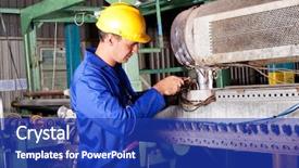  Presentation with heavy industry - Colorful theme enhanced with engineering - industrial mechanic repairing heavy industry backdrop and a royal blue colored foreground