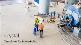  Presentation with engineering industrial - Slides having engineering - industrial team of worker background and a soft green colored foreground