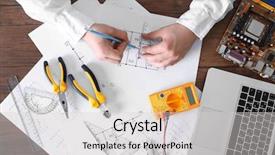  Presentation with electrical engineering - Audience pleasing presentation theme consisting of engineering - male hands drawing electrical blueprint backdrop and a light gray colored foreground