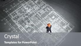  Presentation with thinking - PPT layouts featuring engineering - man engineer thinking over his background and a gray colored foreground