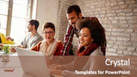  Presentation with team meeting - Slide deck consisting of engineering - meeting designers team in modern background and a tawny brown colored foreground