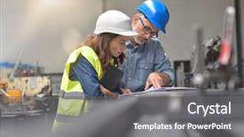  Presentation with engineering - Beautiful slide deck featuring engineering - metal industry manager and engineer backdrop and a gray colored foreground