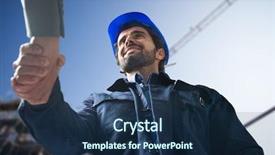  Presentation with shaking hands - Theme consisting of engineering - portrait of an engineer shaking background and a ocean colored foreground