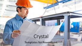  Presentation with engineering - Audience pleasing theme consisting of engineering - portrait of an engineer backdrop and a light gray colored foreground