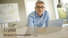  Presentation with architect - PPT layouts enhanced with engineering - portrait of architect looking background and a coral colored foreground