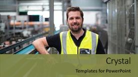  Presentation with factory - PPT theme enhanced with engineering - portrait of factory worker standing background and a tawny brown colored foreground