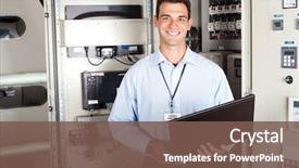  Presentation with engineering industrial - Colorful theme enhanced with engineering - portrait of male industrial engineer backdrop and a violet colored foreground