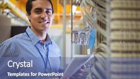  Presentation with server room - Audience pleasing theme consisting of engineering - portrait of technician analyzing server backdrop and a ocean colored foreground