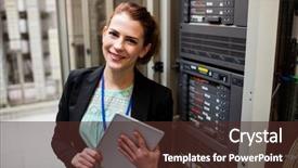  Presentation with hr digital - Presentation theme consisting of engineering - portrait of technician using digital background and a tawny brown colored foreground