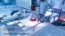  Presentation with system engineering - Colorful PPT layouts enhanced with engineering - robotic vision sensor camera system backdrop and a light blue colored foreground