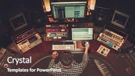  Presentation with recording - Slide deck with engineering - sound engineer working in boutique background and a tawny brown colored foreground