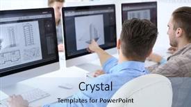  Presentation with buildings engineering construction engineers - Presentation theme having engineering - stylish engineers office background and a light blue colored foreground